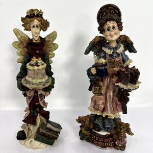 2 Boyds Bears Friends Folkstone Beatrice birthday Auntie Cocoa Angel VTG RARE